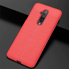 Custodia Silicone Morbida In Pelle Cover S01 per OnePlus 7T Pro Rosso