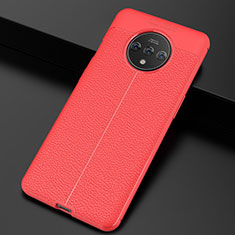 Custodia Silicone Morbida In Pelle Cover S01 per OnePlus 7T Rosso