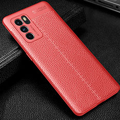 Custodia Silicone Morbida In Pelle Cover S01 per Oppo Reno6 Pro 5G India Rosso