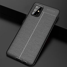 Custodia Silicone Morbida In Pelle Cover S01 per Samsung Galaxy A71 5G Nero