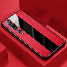 Custodia Silicone Morbida In Pelle Cover S01 per Xiaomi Mi 10 Pro Rosso