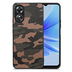 Custodia Silicone Morbida In Pelle Cover S01D per Oppo A17 Marrone