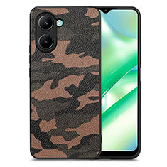 Custodia Silicone Morbida In Pelle Cover S01D per Realme C33 Marrone