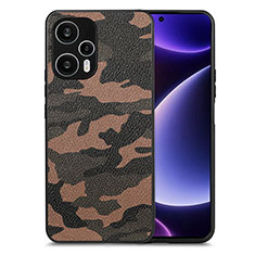 Custodia Silicone Morbida In Pelle Cover S01D per Xiaomi Redmi Note 12 Turbo 5G Marrone