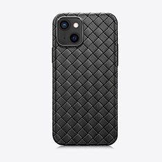 Custodia Silicone Morbida In Pelle Cover S02 per Apple iPhone 13 Mini Nero