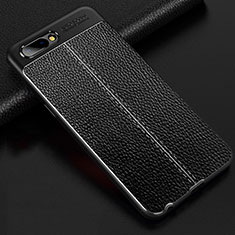 Custodia Silicone Morbida In Pelle Cover S02 per Oppo A5 Nero