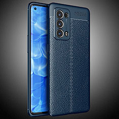 Custodia Silicone Morbida In Pelle Cover S02 per Oppo Reno6 Pro 5G Blu