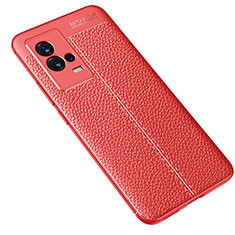 Custodia Silicone Morbida In Pelle Cover S02 per Vivo iQOO 8 5G Rosso