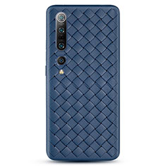 Custodia Silicone Morbida In Pelle Cover S02 per Xiaomi Mi 10 Pro Blu