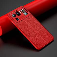 Custodia Silicone Morbida In Pelle Cover S02 per Xiaomi Mi 11 Ultra 5G Rosso