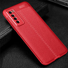 Custodia Silicone Morbida In Pelle Cover S03 per Huawei Nova 7 5G Rosso