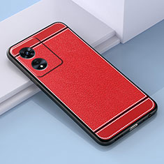 Custodia Silicone Morbida In Pelle Cover S03 per Oppo A1x 5G Rosso