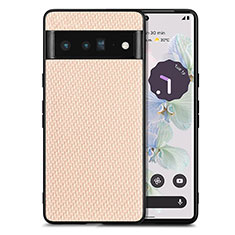 Custodia Silicone Morbida In Pelle Cover S03D per Google Pixel 6 Pro 5G Oro