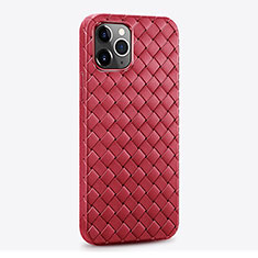 Custodia Silicone Morbida In Pelle Cover S06 per Apple iPhone 14 Pro Rosso