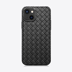 Custodia Silicone Morbida In Pelle Cover S06 per Apple iPhone 15 Plus Nero