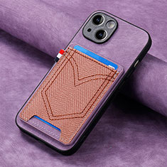 Custodia Silicone Morbida In Pelle Cover SD1 per Apple iPhone 14 Lavanda