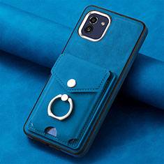 Custodia Silicone Morbida In Pelle Cover SD1 per Samsung Galaxy A03 Blu