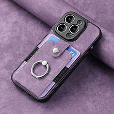 Custodia Silicone Morbida In Pelle Cover SD11 per Apple iPhone 15 Pro Lavanda