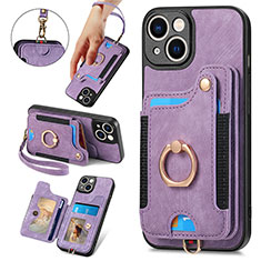 Custodia Silicone Morbida In Pelle Cover SD12 per Apple iPhone 15 Plus Lavanda