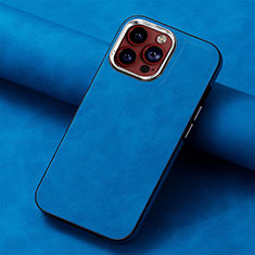 Custodia Silicone Morbida In Pelle Cover SD13 per Apple iPhone 16 Pro Blu