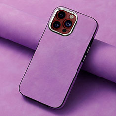 Custodia Silicone Morbida In Pelle Cover SD13 per Apple iPhone 16 Pro Lavanda