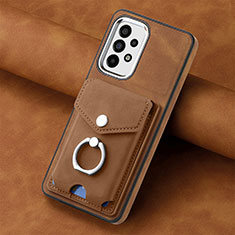 Custodia Silicone Morbida In Pelle Cover SD3 per Samsung Galaxy A73 5G Marrone