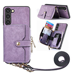 Custodia Silicone Morbida In Pelle Cover SD4 per Samsung Galaxy S22 5G Lavanda