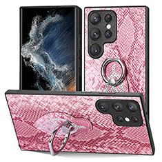 Custodia Silicone Morbida In Pelle Cover SD4 per Samsung Galaxy S22 Ultra 5G Rosa Caldo