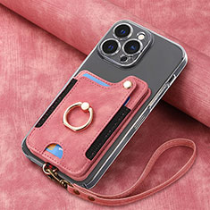 Custodia Silicone Morbida In Pelle Cover SD5 per Apple iPhone 14 Pro Max Rosa