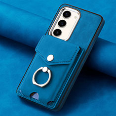 Custodia Silicone Morbida In Pelle Cover SD6 per Samsung Galaxy S24 5G Blu