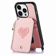 Custodia Silicone Morbida In Pelle Cover SD7 per Apple iPhone 13 Pro Rosa