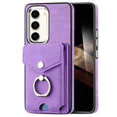 Custodia Silicone Morbida In Pelle Cover SD7 per Samsung Galaxy S24 5G Lavanda