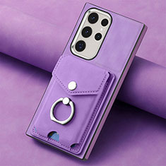 Custodia Silicone Morbida In Pelle Cover SD7 per Samsung Galaxy S24 Ultra 5G Lavanda