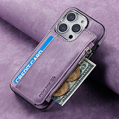 Custodia Silicone Morbida In Pelle Cover SD8 per Apple iPhone 14 Pro Max Lavanda