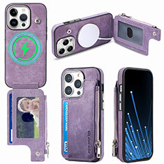 Custodia Silicone Morbida In Pelle Cover SD9 per Apple iPhone 14 Pro Lavanda