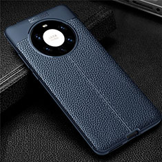 Custodia Silicone Morbida In Pelle Cover U01 per Huawei Mate 40 Pro+ Plus Blu