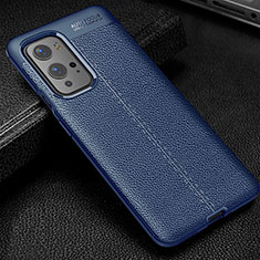 Custodia Silicone Morbida In Pelle Cover WL1 per OnePlus 9 Pro 5G Blu