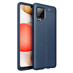 Custodia Silicone Morbida In Pelle Cover WL1 per Samsung Galaxy A42 5G Blu