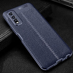 Custodia Silicone Morbida In Pelle Cover WL1 per Vivo Y70S 5G Blu