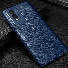 Custodia Silicone Morbida In Pelle Cover WL1 per Vivo Y74s 5G Blu