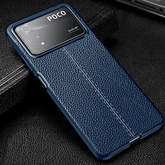Custodia Silicone Morbida In Pelle Cover WL1 per Xiaomi Poco X4 Pro 5G Blu