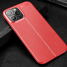 Custodia Silicone Morbida In Pelle Cover Z01 per Apple iPhone 14 Pro Max Rosso