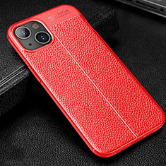 Custodia Silicone Morbida In Pelle Cover Z01 per Apple iPhone 15 Rosso