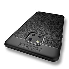 Custodia Silicone Morbida In Pelle W01 per Huawei Mate 20 Pro Nero