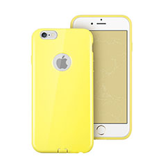 Custodia Silicone Morbida Lucido con Foro per Apple iPhone 6 Giallo