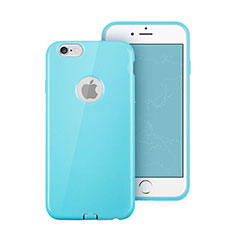 Custodia Silicone Morbida Lucido con Foro per Apple iPhone 6S Plus Cielo Blu