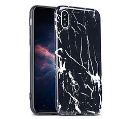 Custodia Silicone Morbida Pattern di Marmo P01 per Apple iPhone Xs Nero