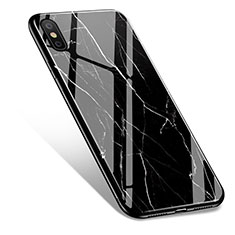 Custodia Silicone Morbida Pattern di Marmo per Apple iPhone X Nero