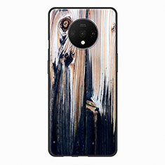 Custodia Silicone Morbida Pattern di Venature del Legno per OnePlus 7T Colorato