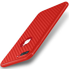 Custodia Silicone Morbida Spigato per Apple iPhone 7 Plus Rosso